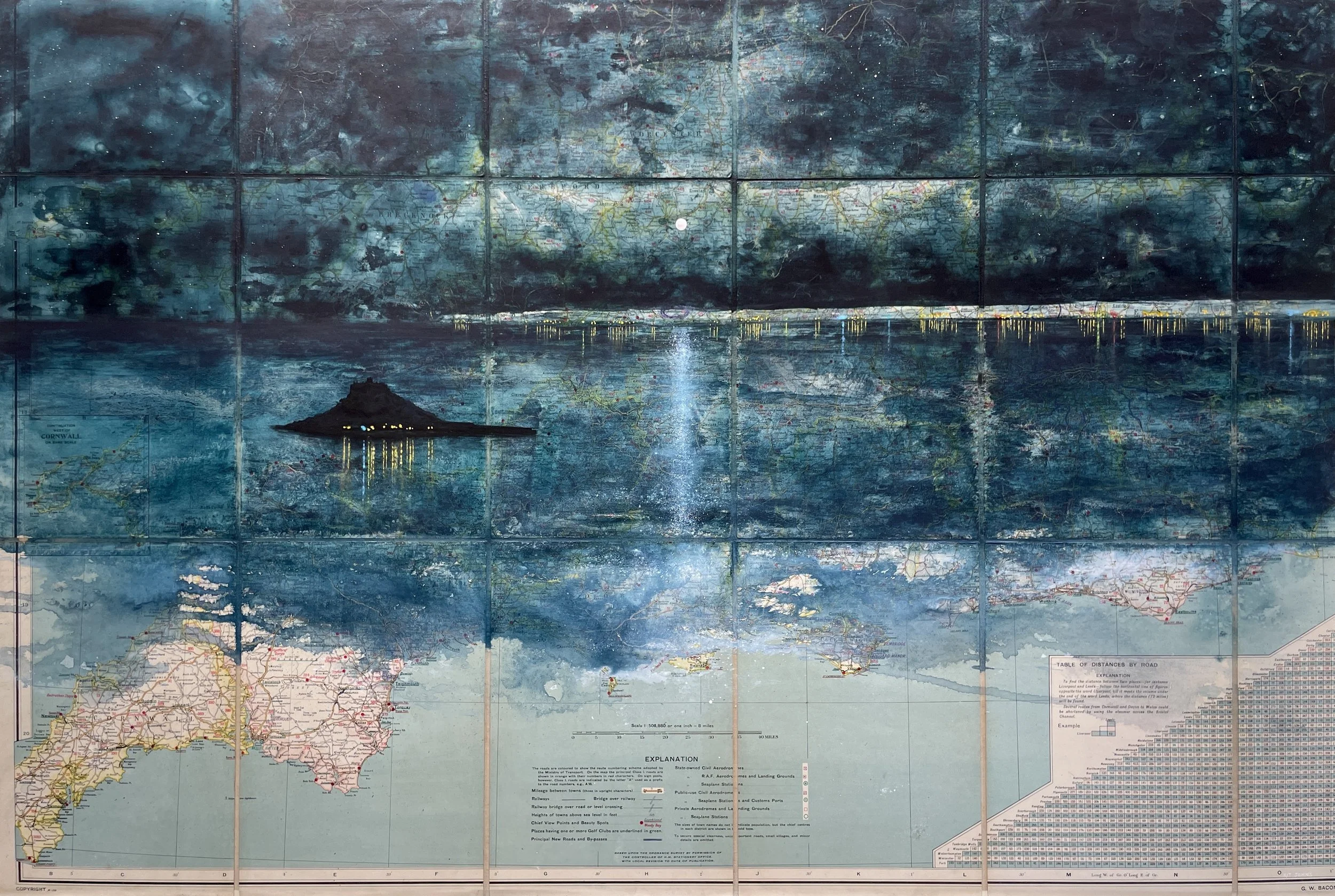 Sanctity, One That The Sun Can Not Wither, Nor Any Storm Overthrow 92x62cm Acrylic & Mixed Media on Authentic Vintage Map of South West England .jpg