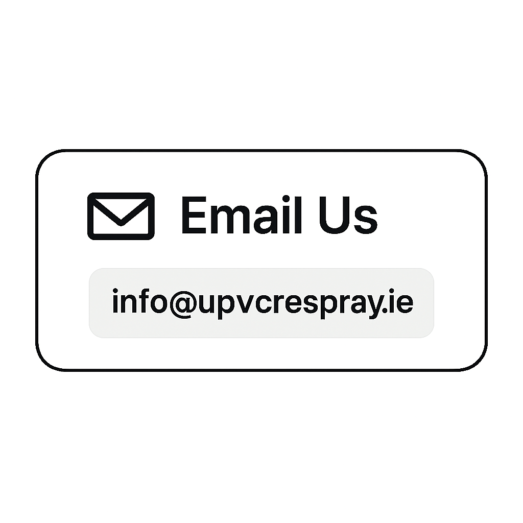 A contact button with an envelope icon that says 'Email Us' and displays the email address info@upvcrespray.ie.