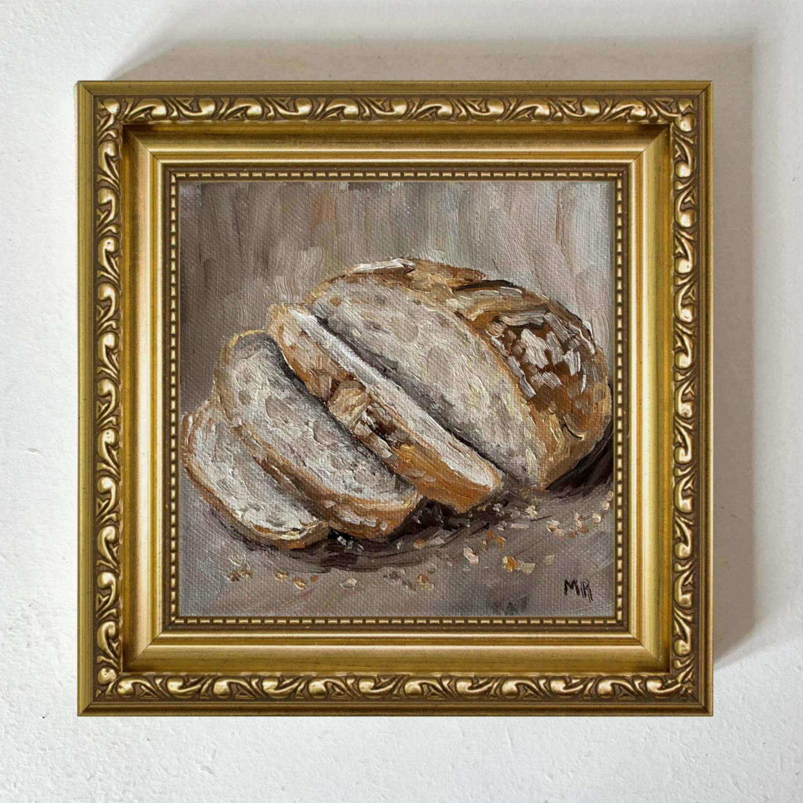 "Golden Crust" - 15 x 15cm Original Oil Painting