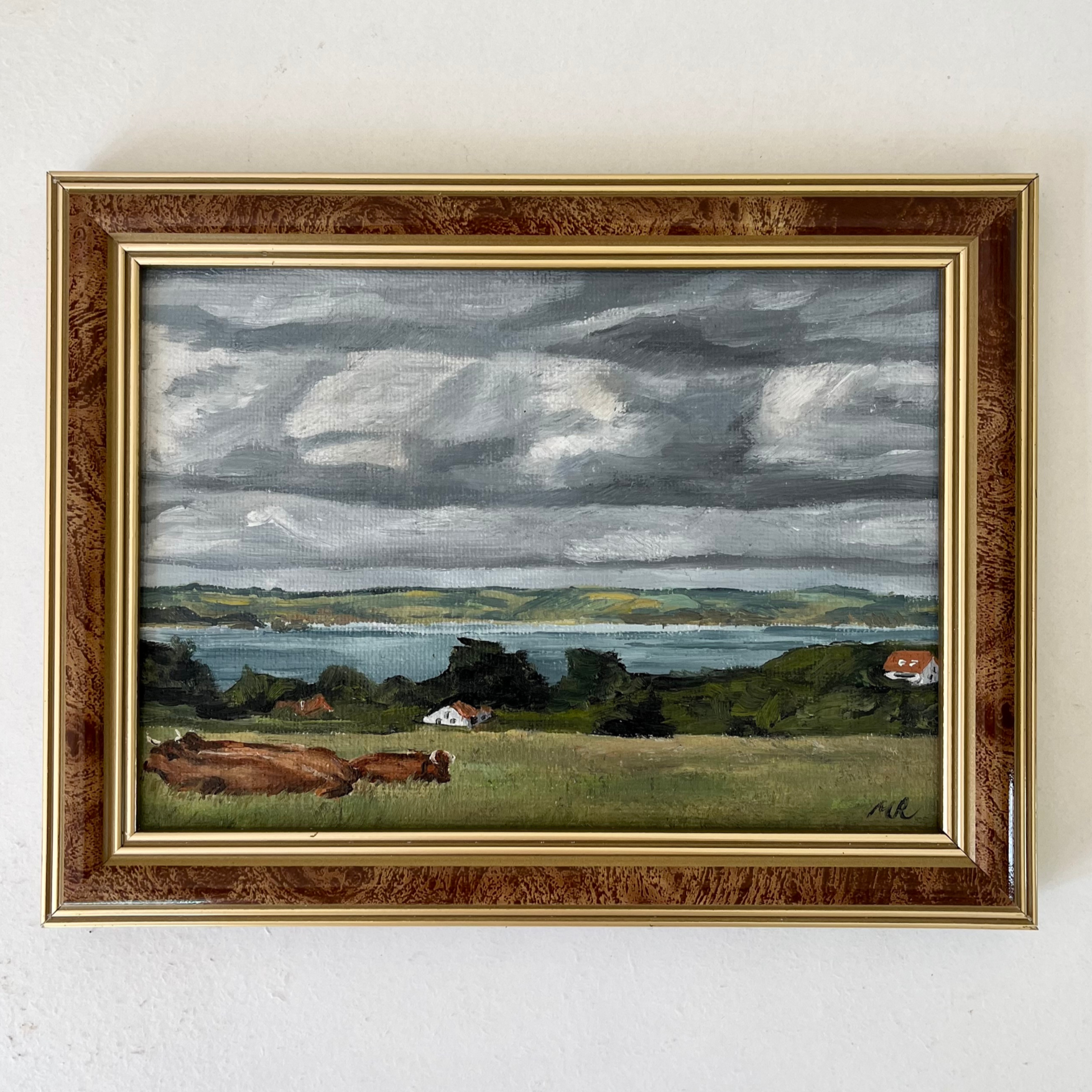 Caldey Island View, Tenby - 5x7 Inch Oil Painting In A Gold Frame