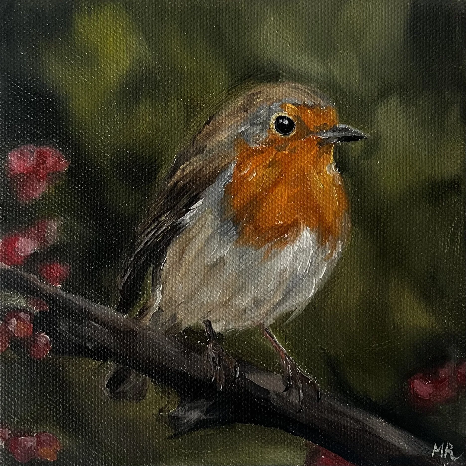 A Little Robin | 6x6 Inch Original Oil Painting