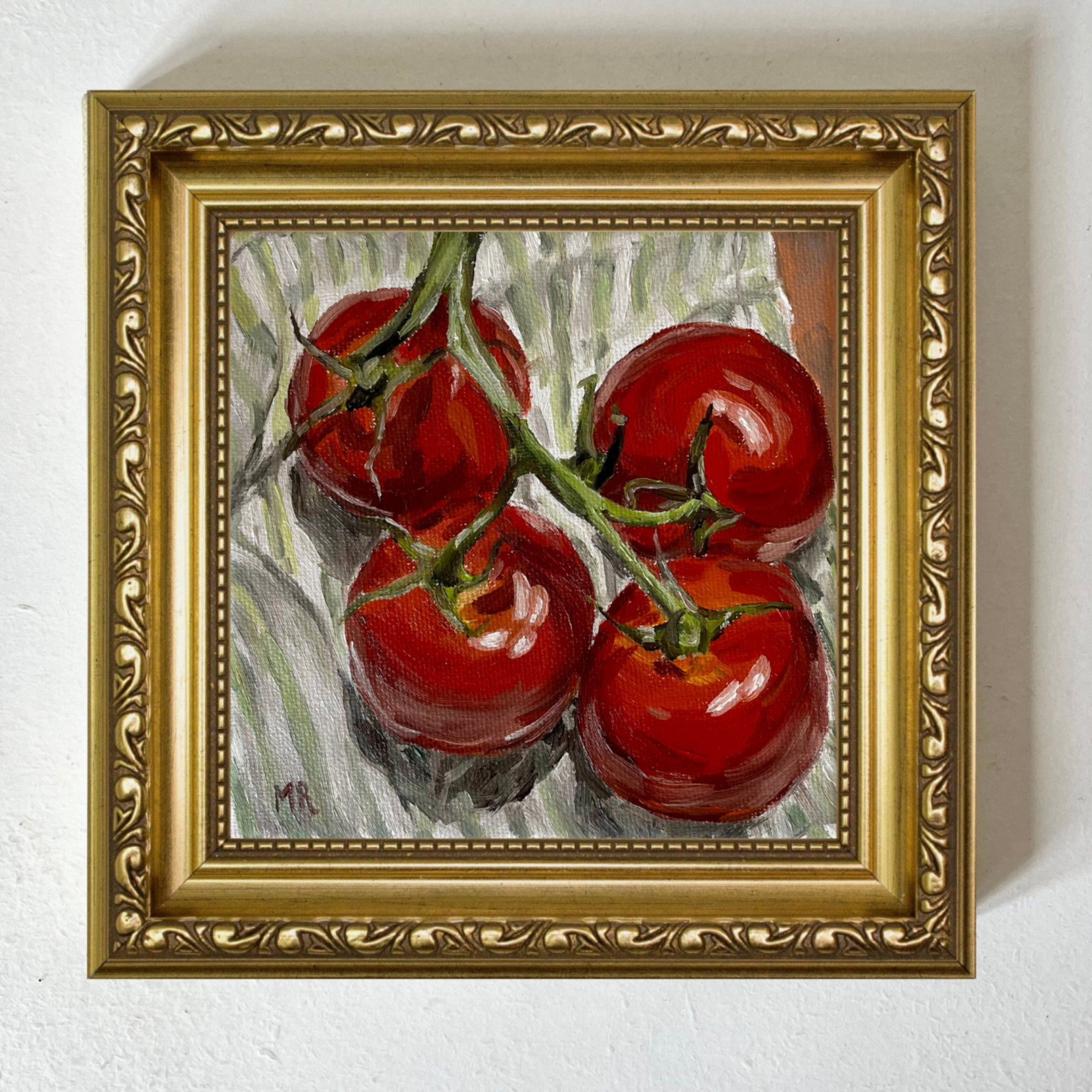 "Tomatoes Picked In Spring" 15x15cm Original Oil Painting