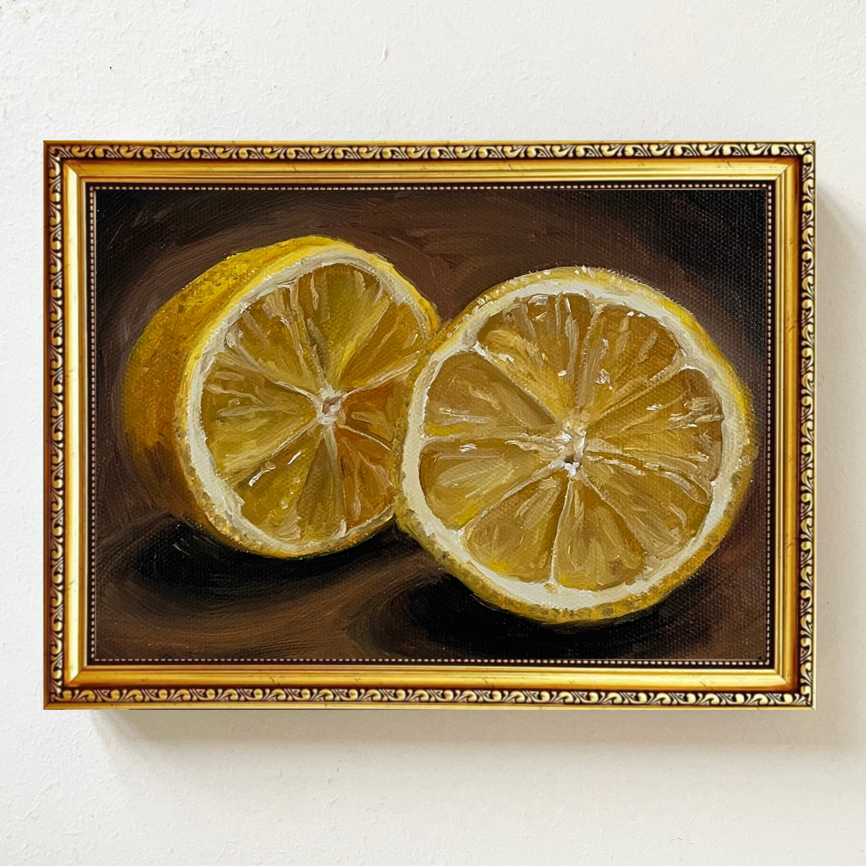 "A Sliced Lemon" - Original Oil Painting on Canvas (5x7 Inches)