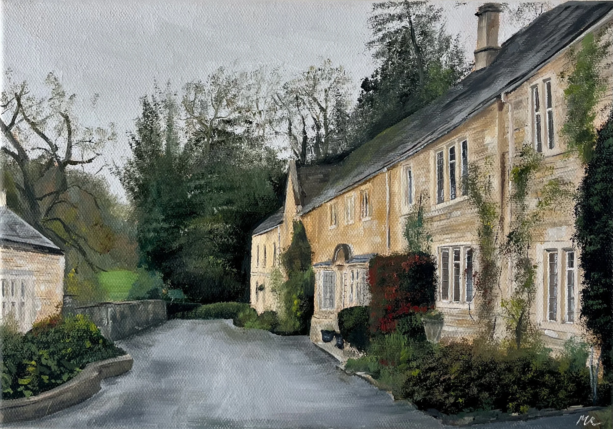 "Cottages of West Street, Castle Combe" - Original Oil Painting