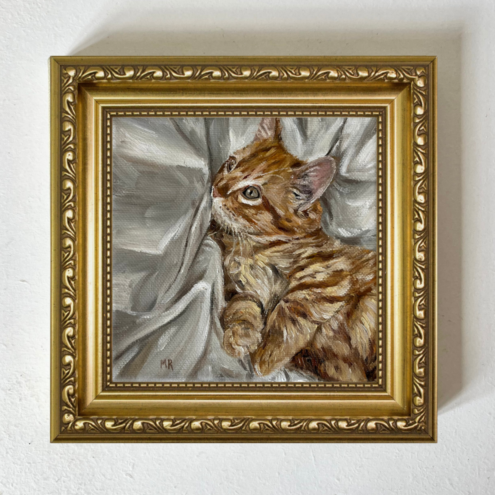 "Resting Tabby" 15x15cm Original Oil Painting