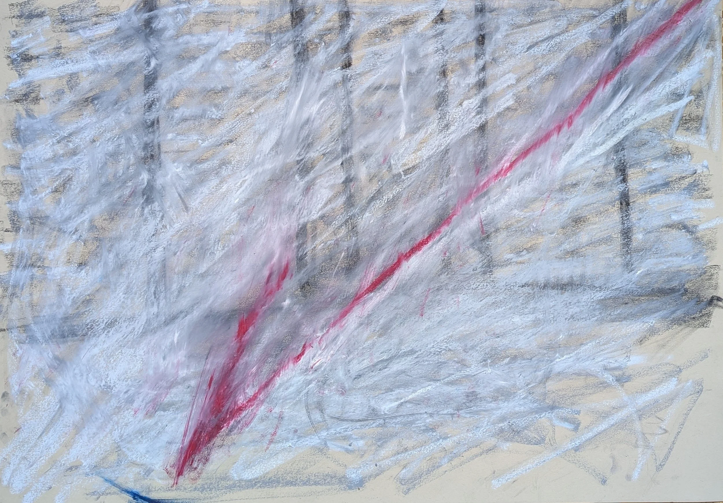 La Borsa di Roma - Quadriptych 4/4, from the series  Michelangelo Antonioni, based on The Eclipse (1962).  2026. Pastels on paper, 100 x 70 cm/ 39.5 x 27.5 in.