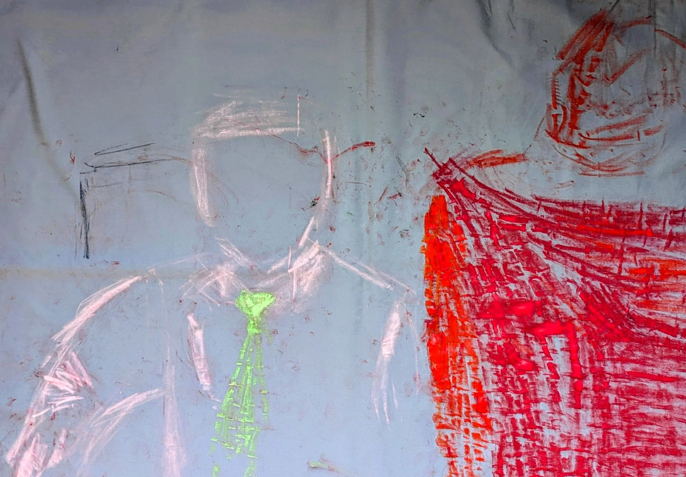 Break up - Triptych 2/3, from the series  Michelangelo Antonioni, based on The Eclipse (1962).  2026. Pastels on fabric, 108 x 80 cm/ 42.5 x 31.5 in.