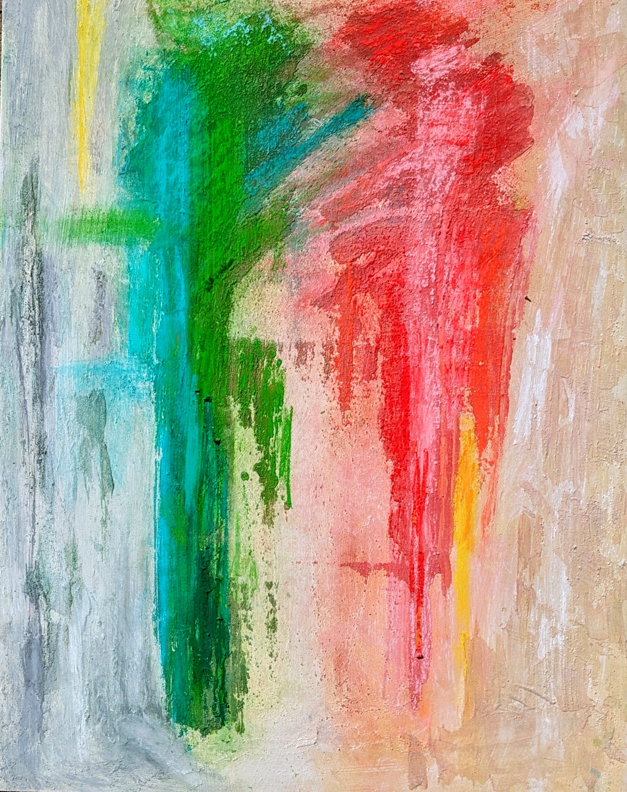 Rencontre, Connection! - Diptych 1/2, from the series  Michelangelo Antonioni, based on The Eclipse (1962).  2026. Pastels on wood, 61 x 46 cm/ 24 x 18 in.