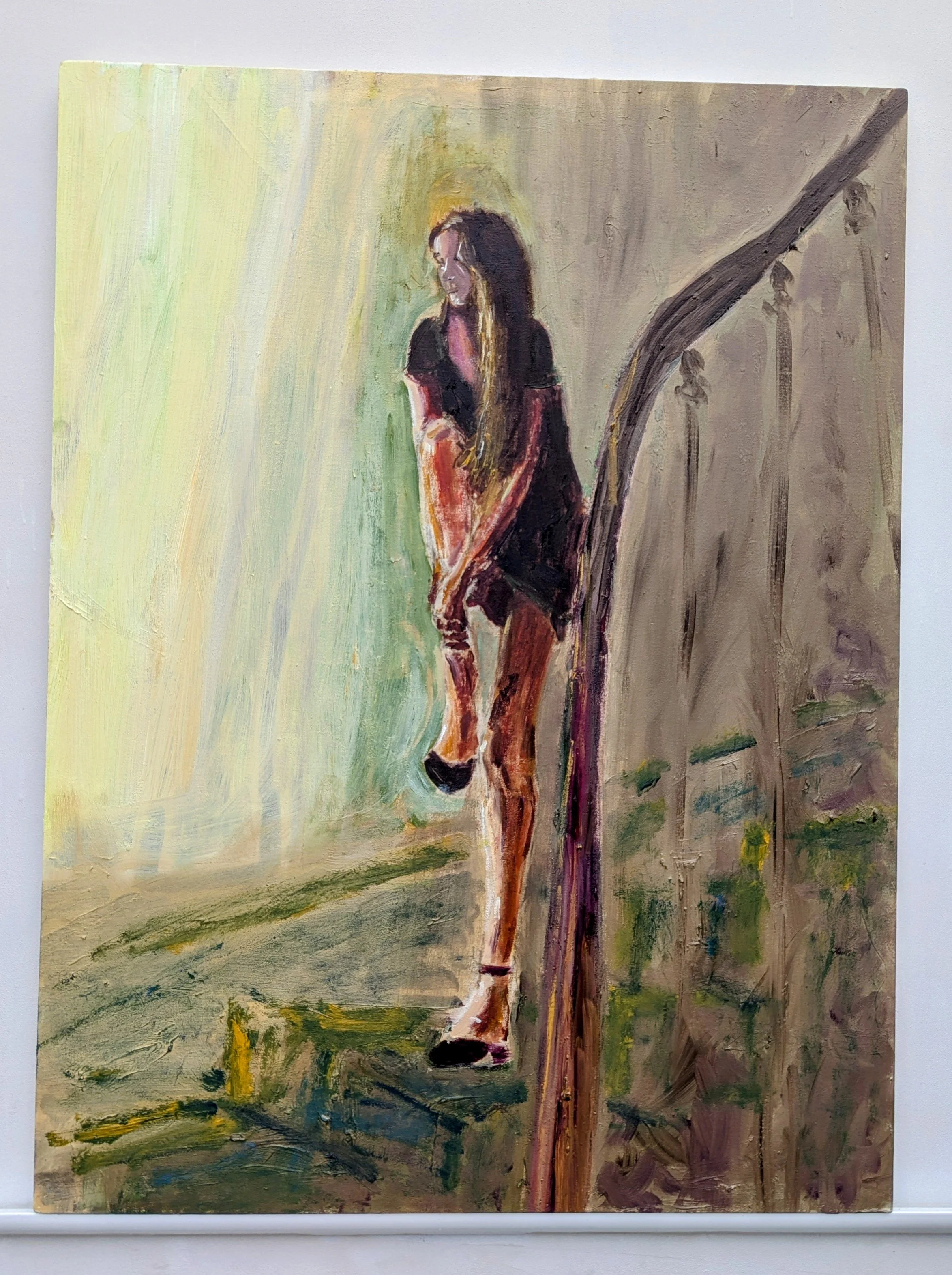Jeune femme suspendue, 2025, oil on canvas, 61 x 45 cm / 24 x 18 in.