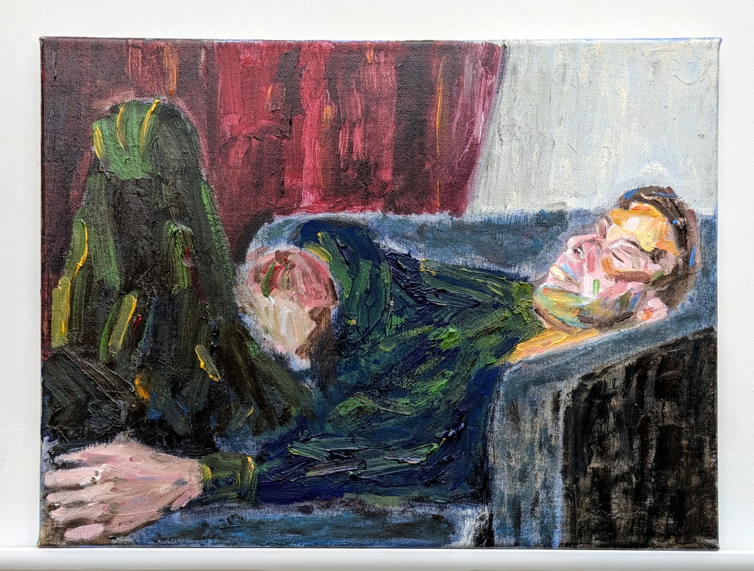 Jeune homme suspendu, 2025, oil on canvas, 39 x 29 cm/15.5 x 11.5 in.