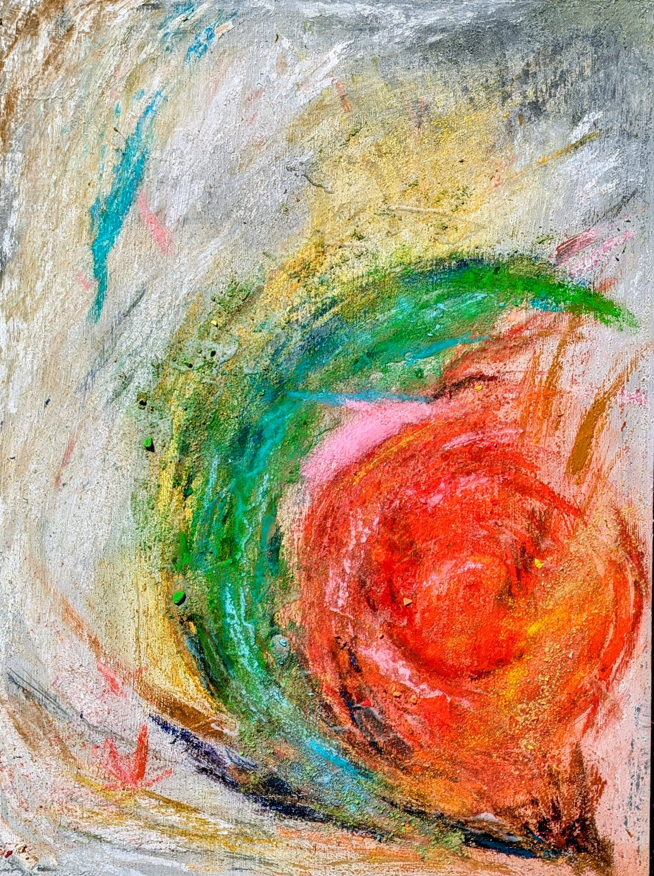 Rencontre, Connection! - Diptych 2/2, from the series  Michelangelo Antonioni, based on The Eclipse (1962).  2026. Pastels on wood, 61 x 46 cm/ 24 x 18 in.