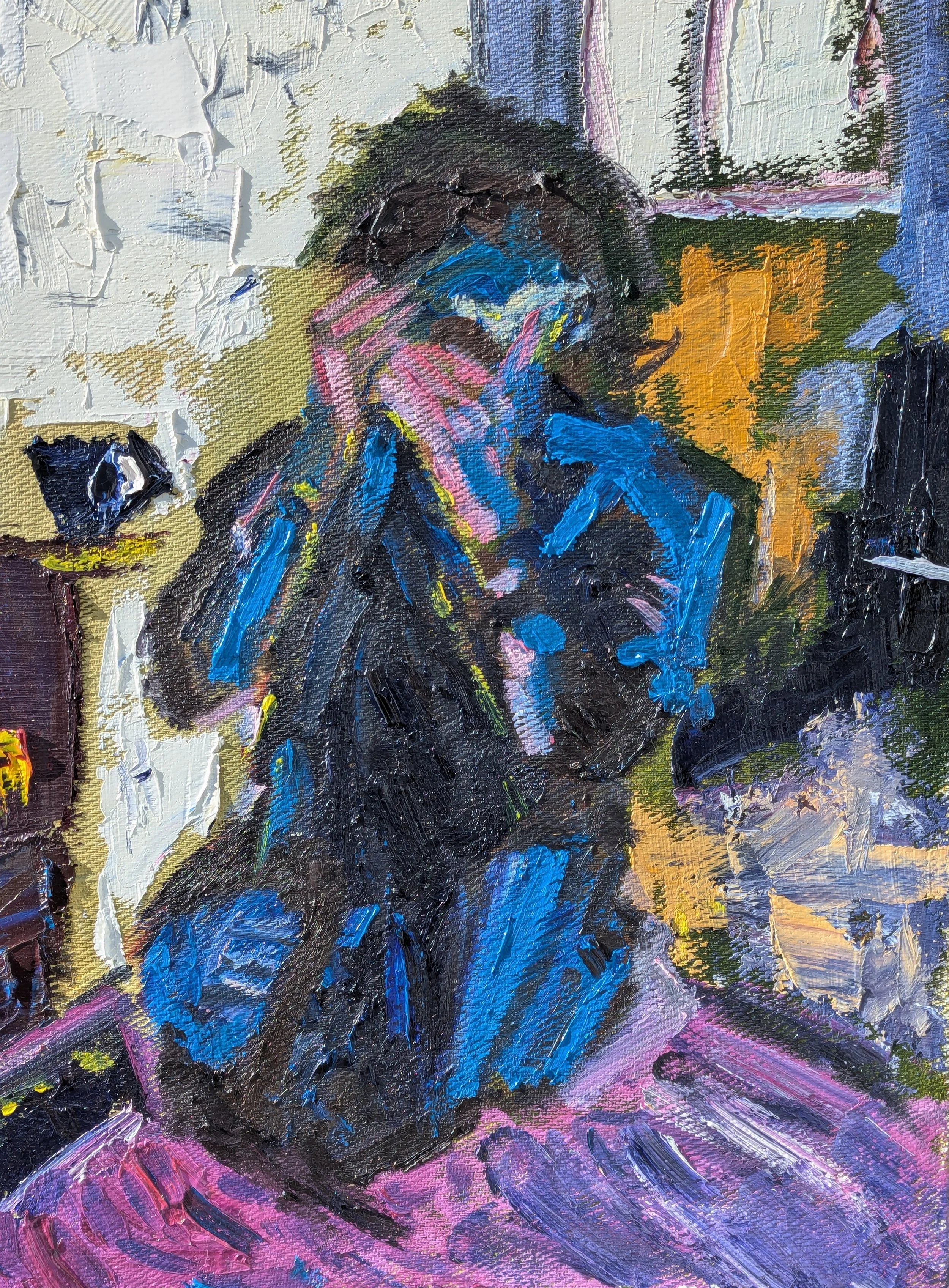 Man kneeling by the fire, 2025, oil on canvas, 61 x 43 cm / 24 x 17 in.