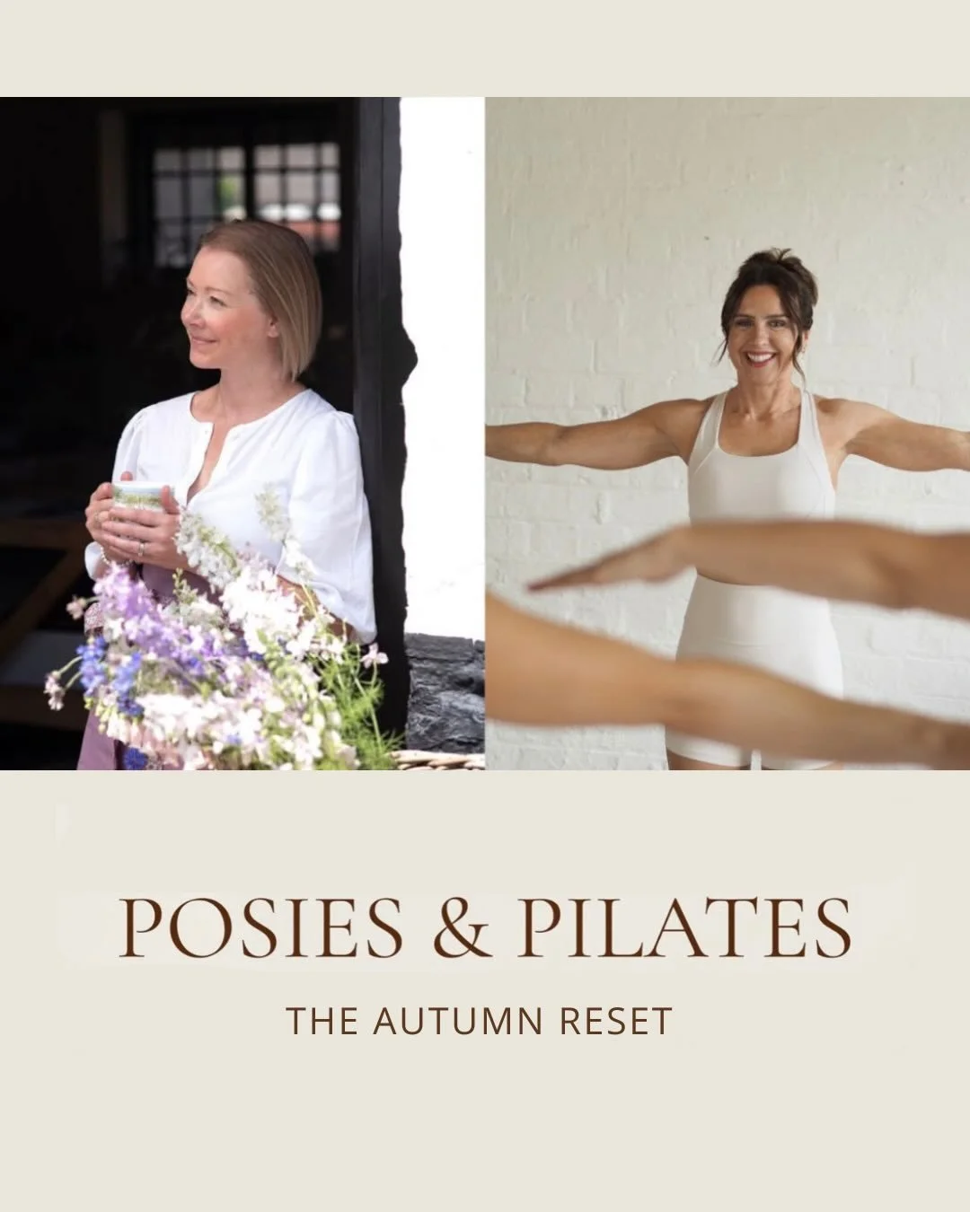 This Saturday I&rsquo;m looking forward to teaming up with @lauraleepilates for a morning of Pilates and flowers.

Laura will start with some gentle Pilates then I&rsquo;ll take over to show you how to make a small autumnal hand tie, there will also 