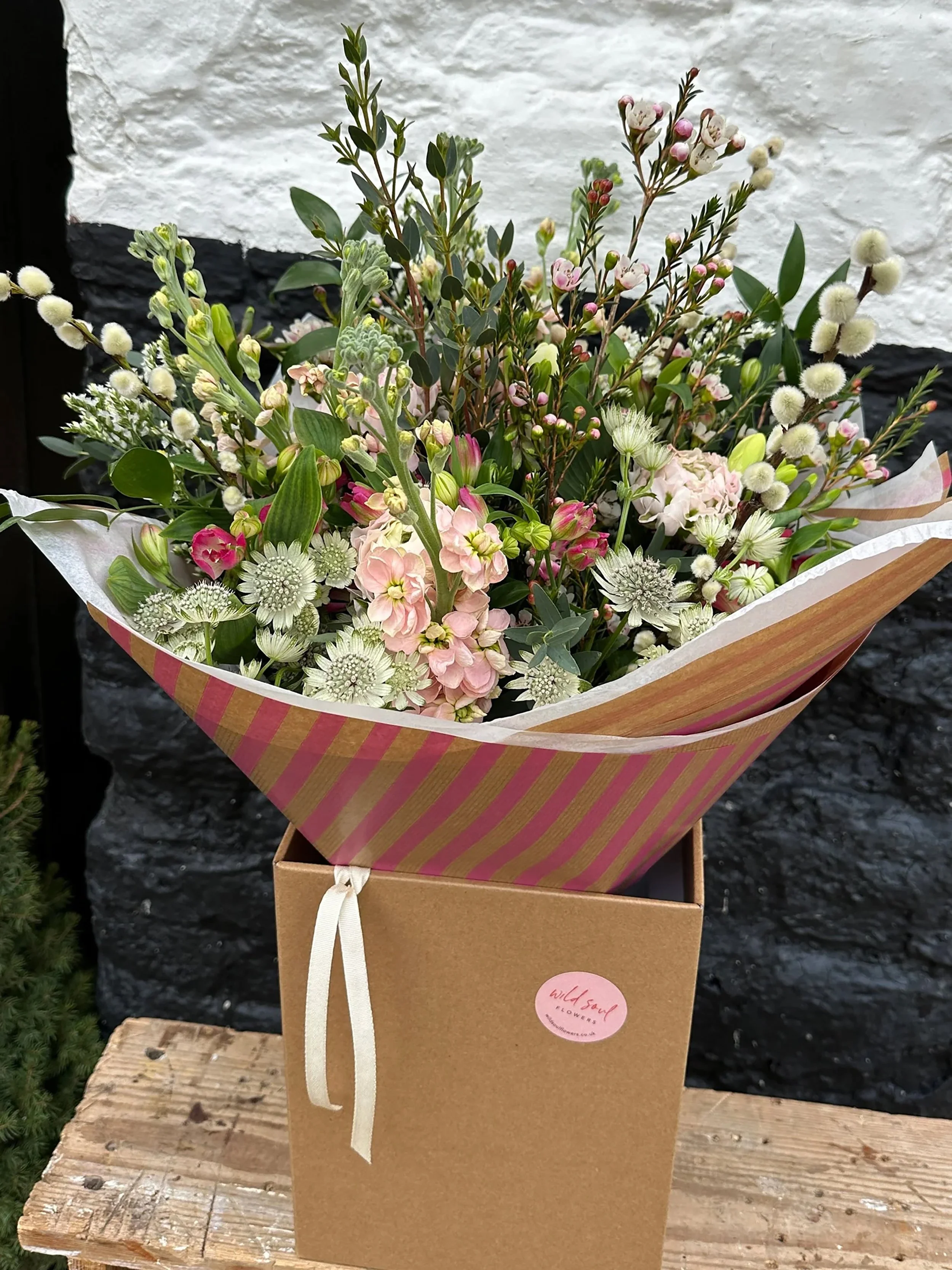 A natural, seasonal hand tied bouquet by Wild Soul Flowers, in size Classic