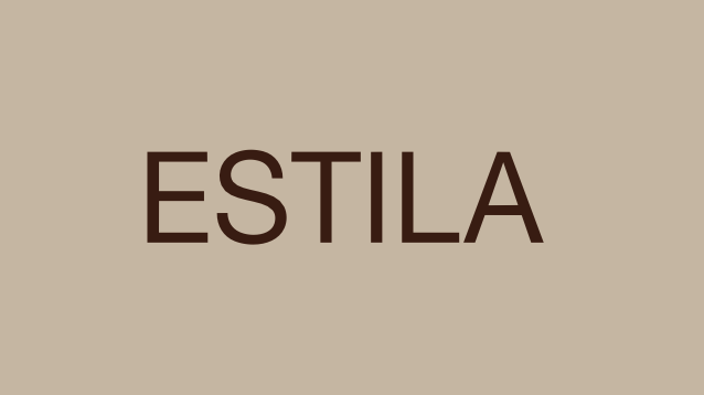 Text that says 'ESTILA' on a beige background.