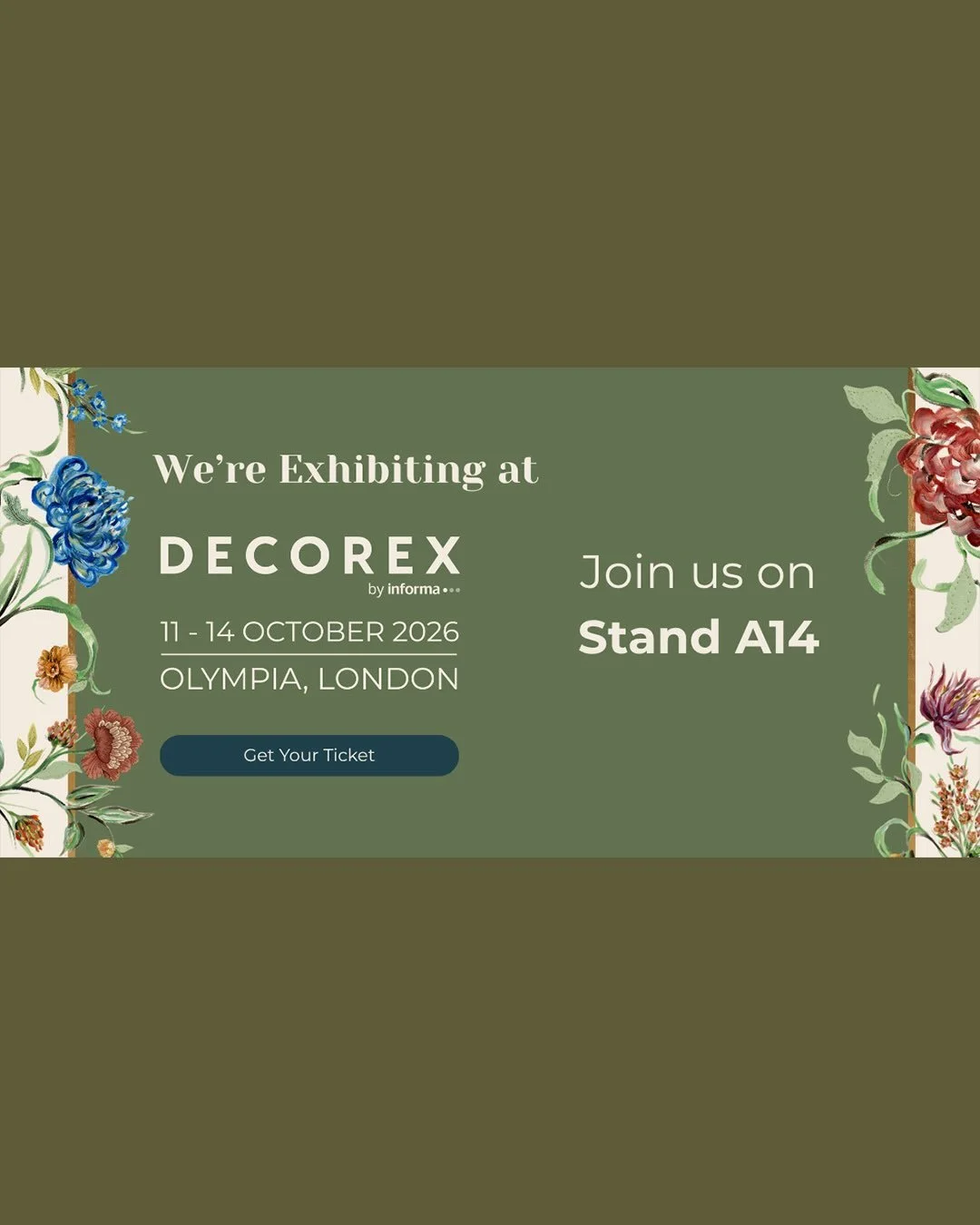 I&rsquo;m exhibiting at Decorex 2026.

This October, I&rsquo;ll be bringing Apothecary to Olympia London. My narrative-driven collection is created from real pressed botanicals, steeped in British heritage and reimagined from a contemporary perspecti