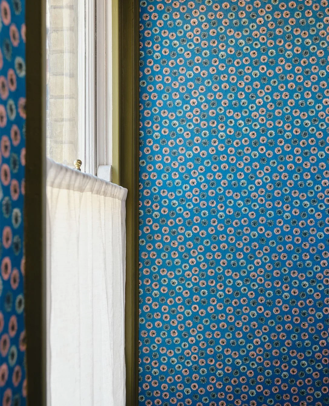 Dandelion in Doon-head - now dancing across the walls of a room in Margate.

Inspired by dancing seedheads, flowering forms and childhood wishes, Dandelion is brought into repeat with rhythm, movement and an almost finger-painted quality. The design 