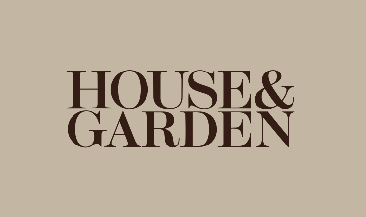 Text reading 'HOUSE & GARDEN' on a beige background