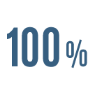 Blue text displaying '100%' on a white background.