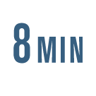 Text reading '8 MIN' in blue and black.