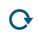 Circle arrow icon, blue on a black background