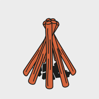 A bundle of wooden sticks tied together with a string.