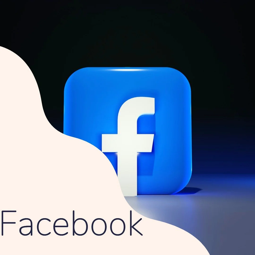 Facebook logo with text 'Facebook' below, part of the logo visible