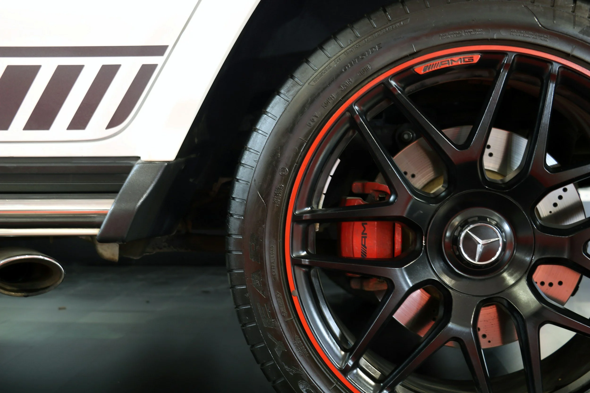 Close-up of a car wheel after mobile tyre fitting