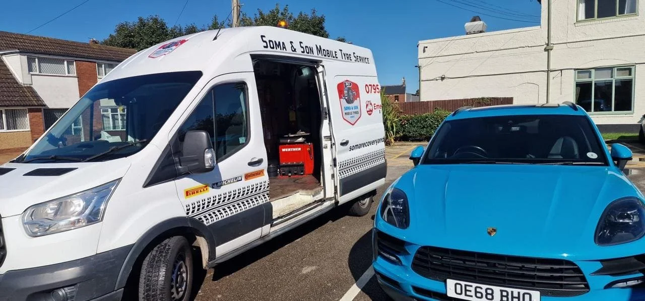 Mobile tyre fitting Preston service with a fully equipped van on-site.