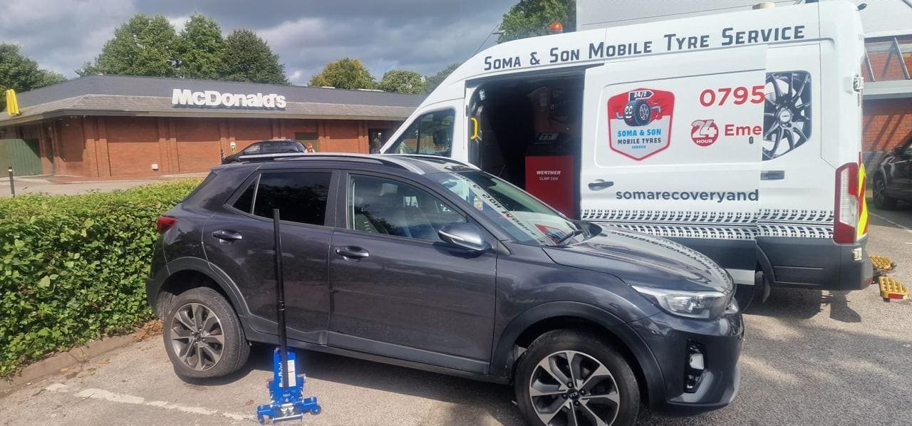 Affordable mobile tyre service near me repairing a flat tyre.