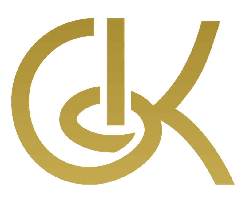 Gold logo with a circular design and stylized letters 'C' and 'K' intertwined.