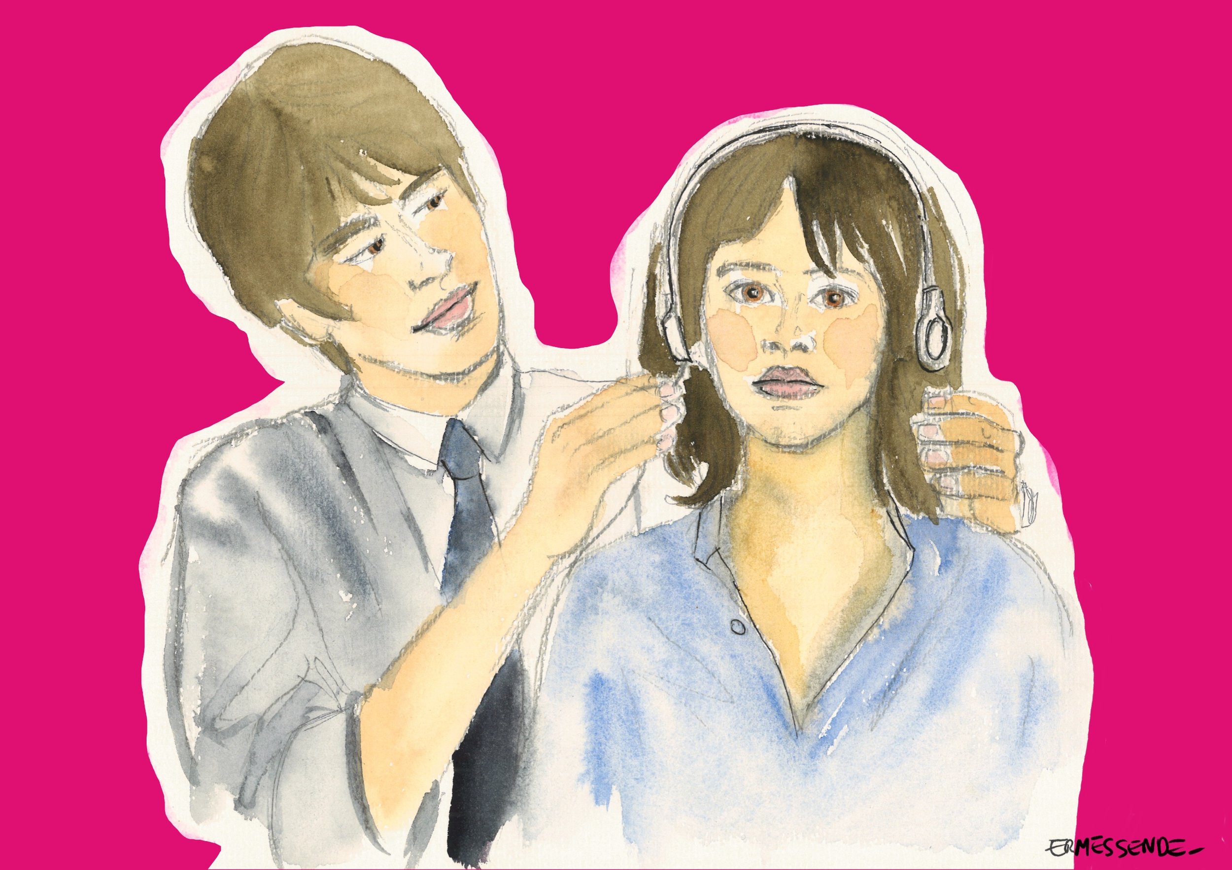 Vic & Mathieu / le casque - carte postale