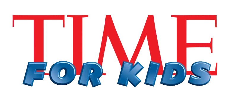 Time for Kids logo with red letters for 'Time' and blue 3D text for 'For Kids'.