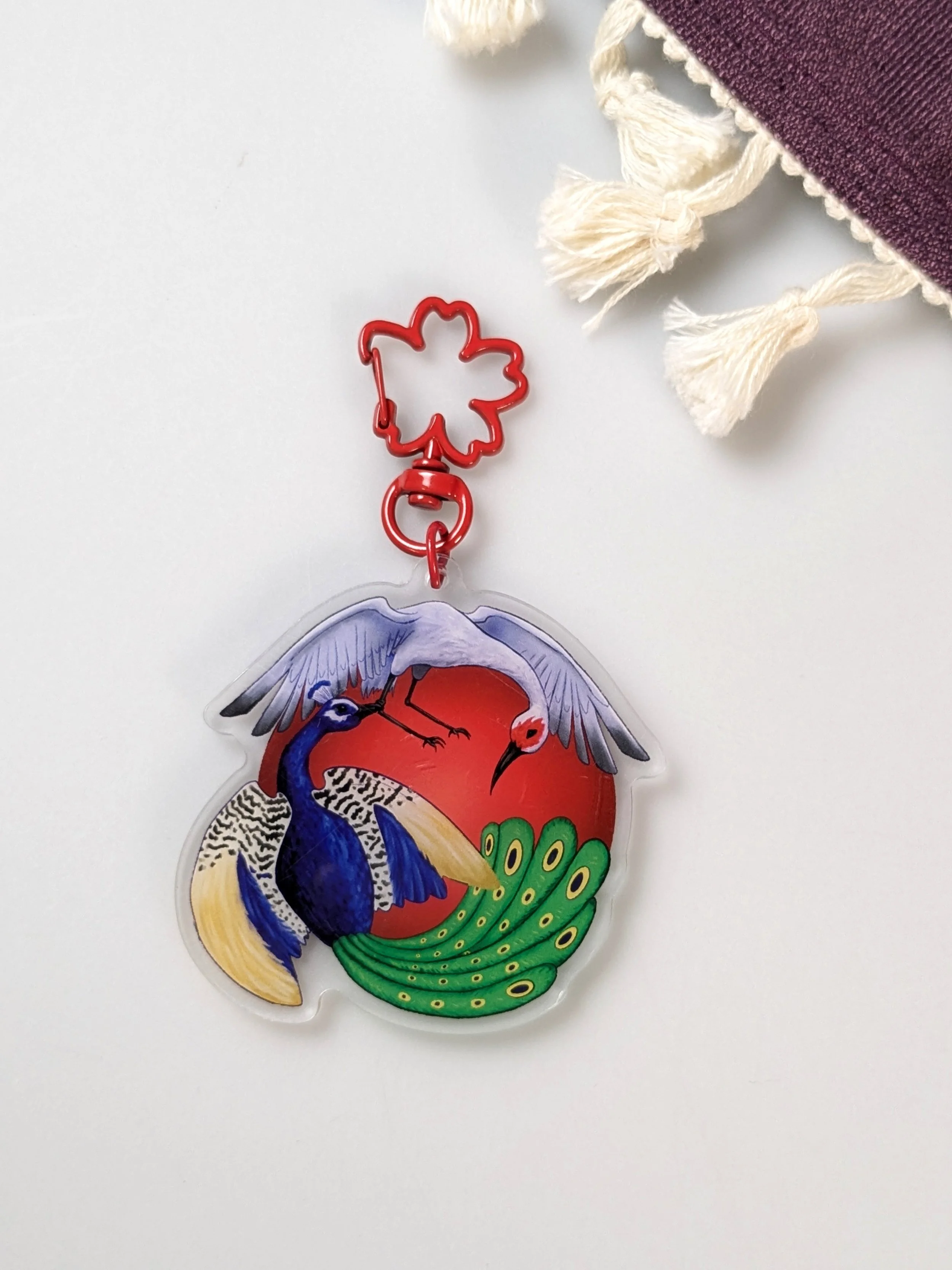 Peacock and the Crane Acrylic Keychain