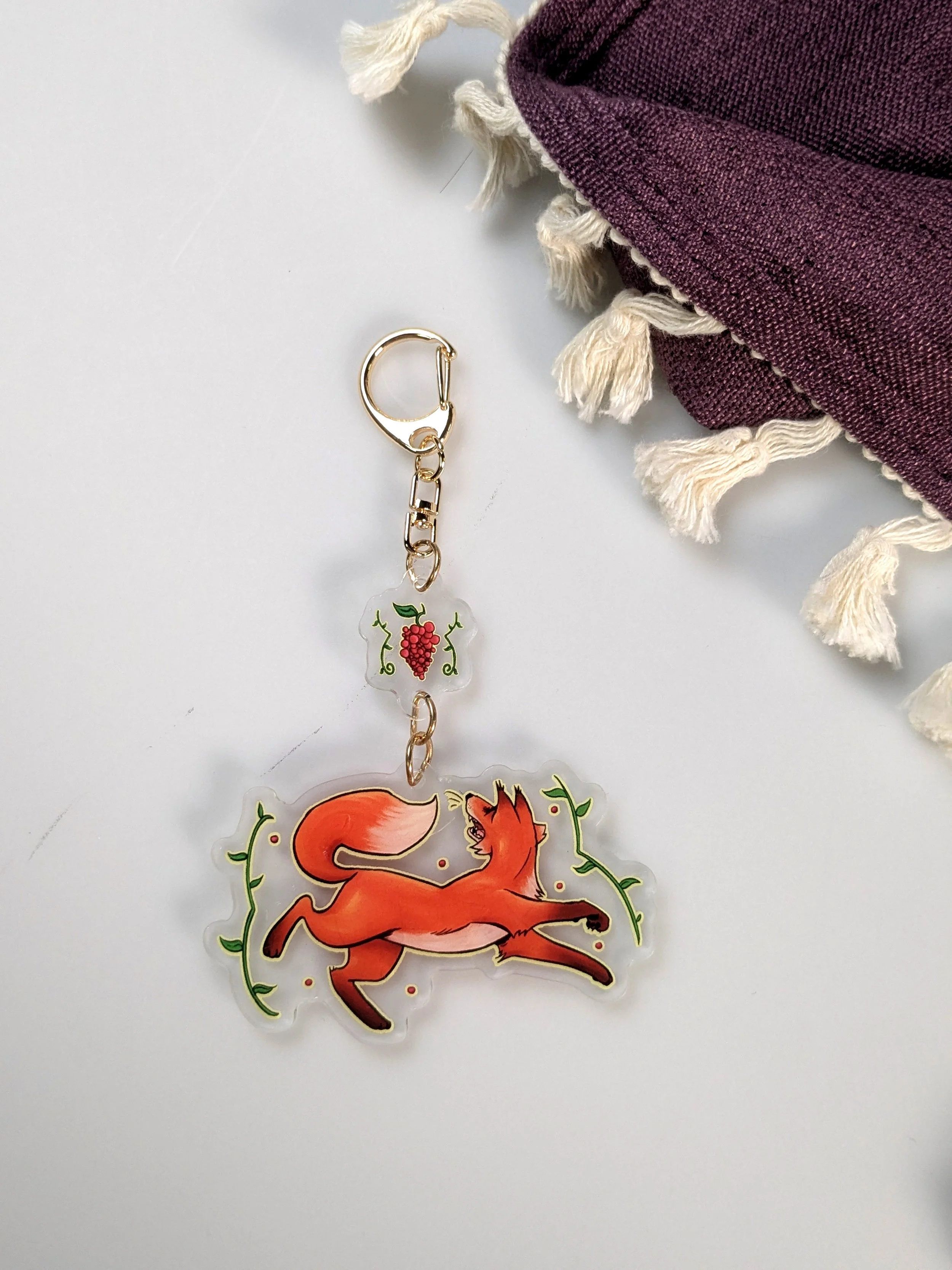 The Fox and The Grapes Acrylic Multi-Charm Keychain