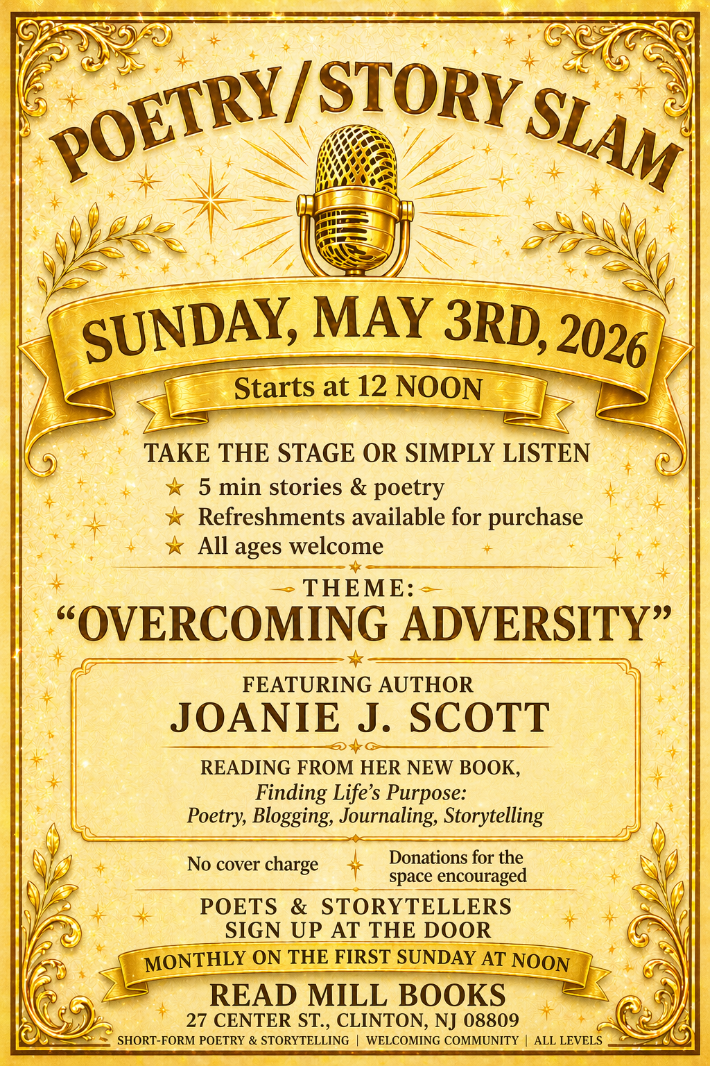 OPen Mic Poetry and Story Slam Featuring Author Joanie J. Scott