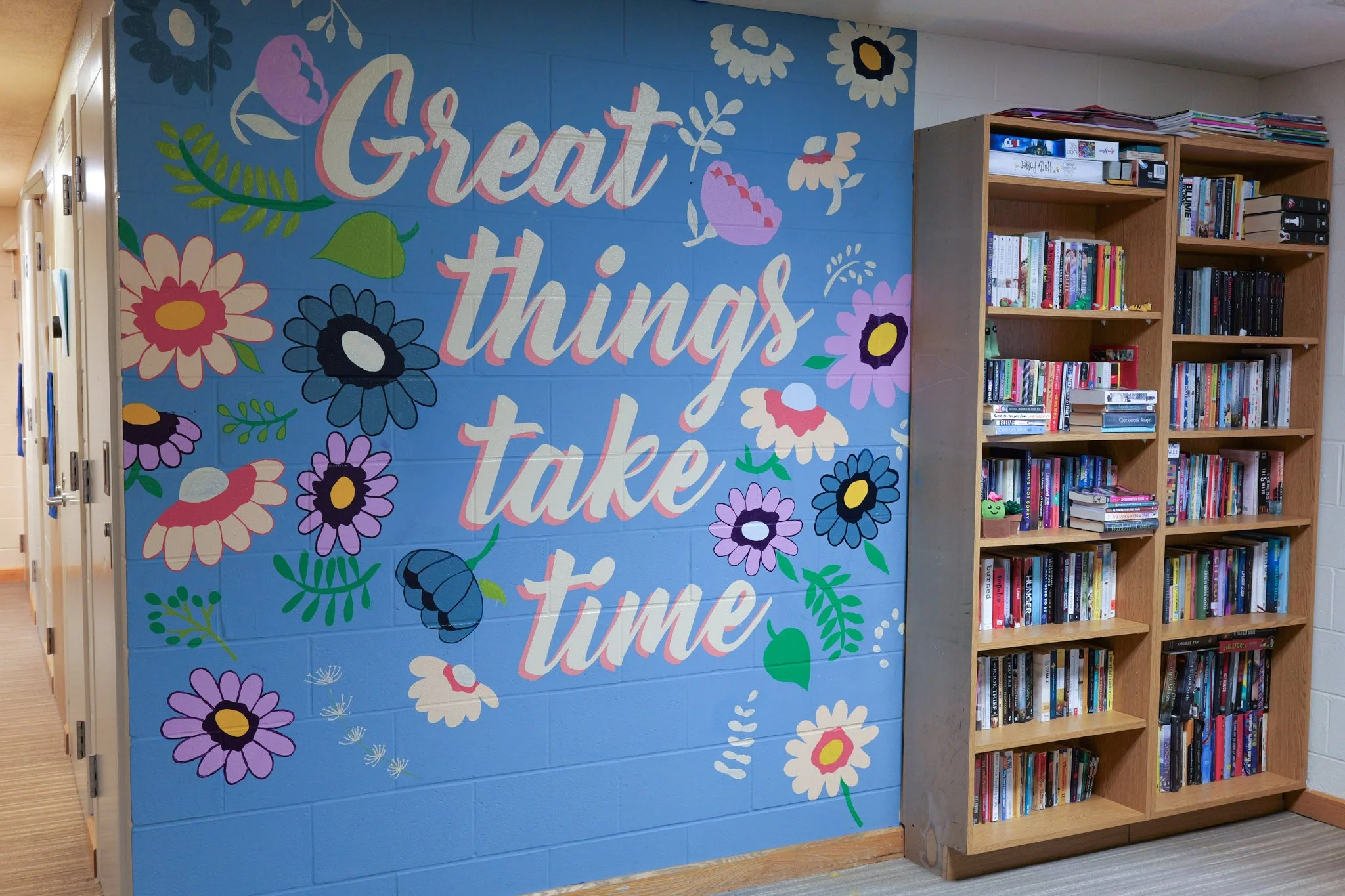 “Great Things Take Time” wing mural, created by AJC girls at the Arrowhead Juvenile
Center (AJC) in Duluth, MN