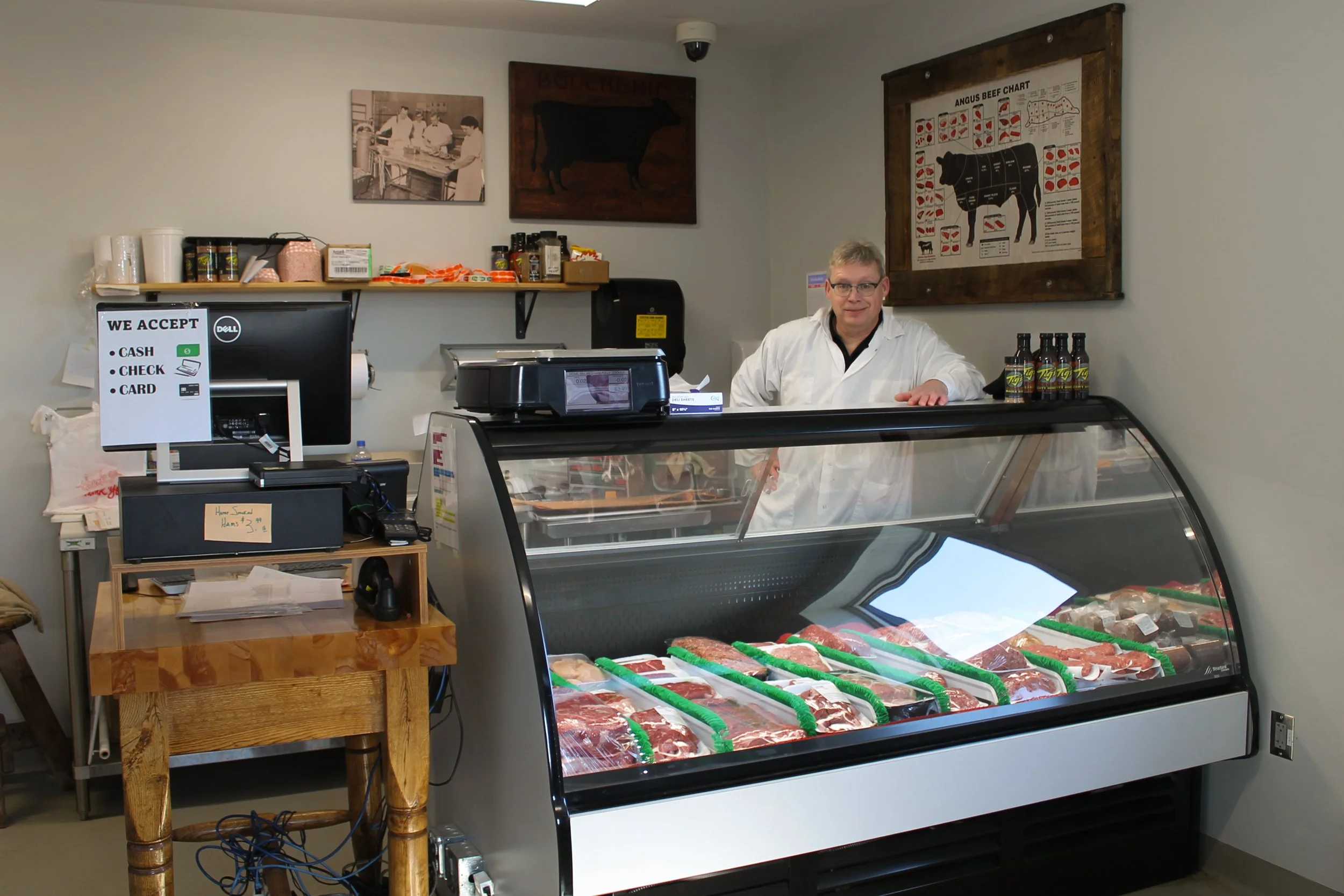 Staff butcher at NERCC's retail Meat Market, open to the public at NERCC in Saginaw, MN