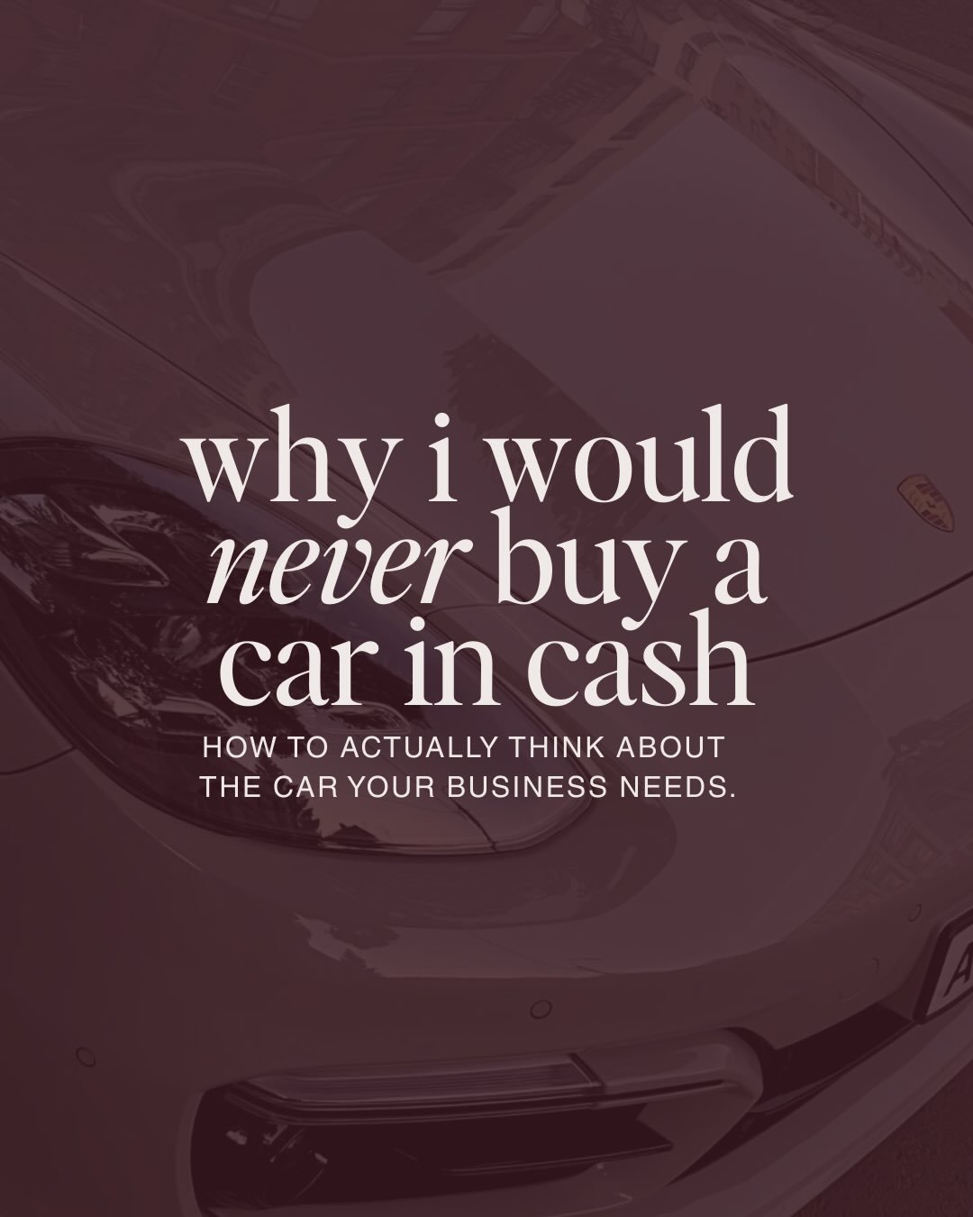 Buying a car in cash might be the most expensive mistake your business makes.

I had a client ready to do exactly that. The money was there, the excitement was real but it would have cost her more than the car itself.

Because a car is a liability th