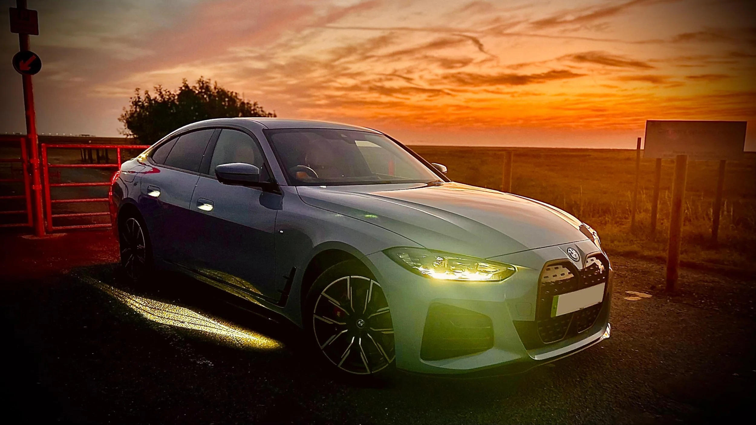 A BMW against the Southport sunset