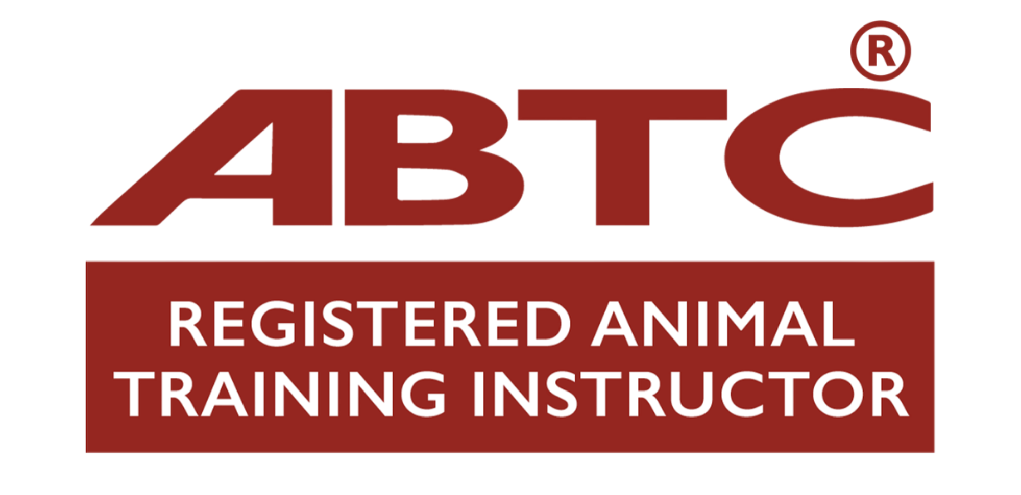 ABTC Registered Animal Training Instructor logo in red and black with a registered trademark symbol.