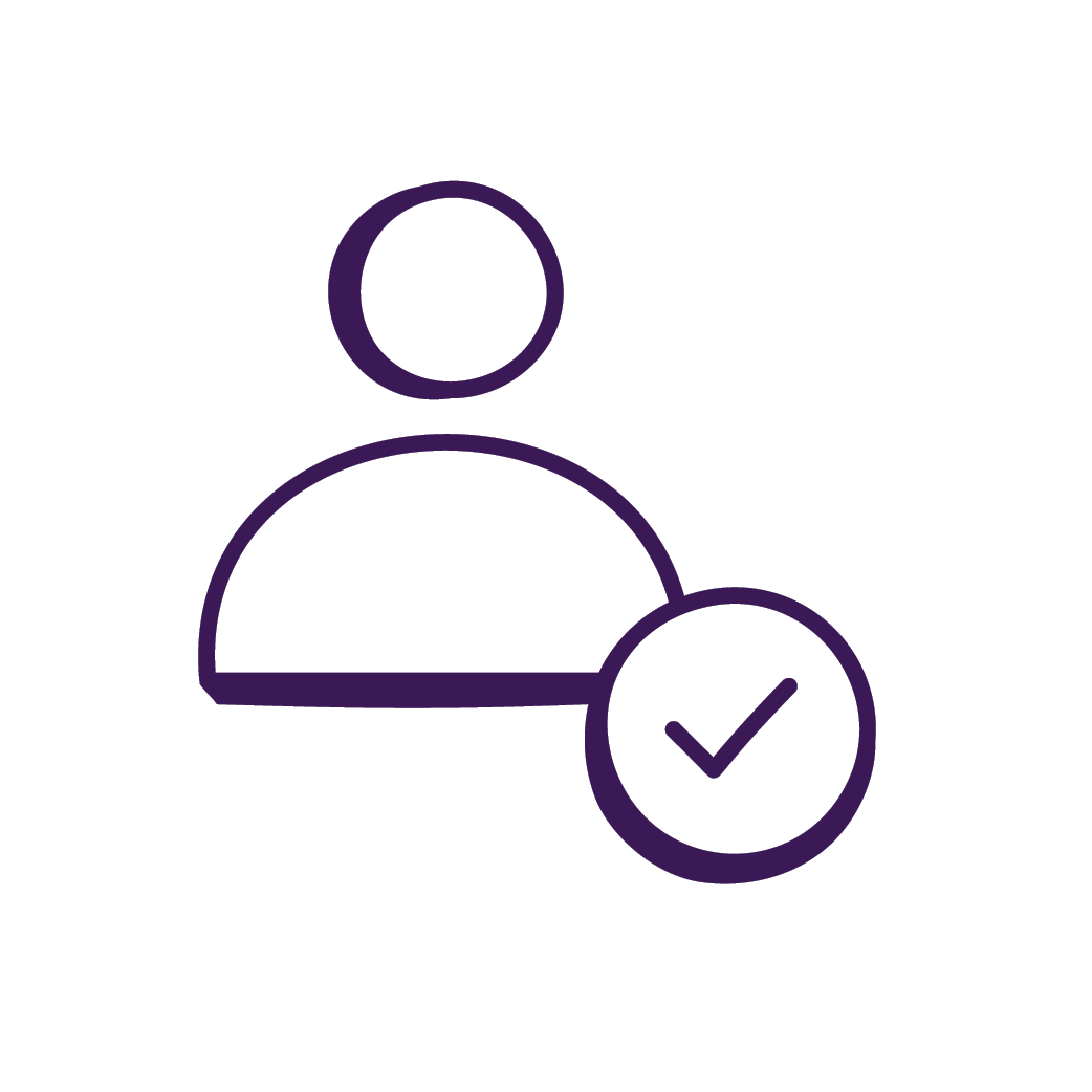 User profile icon with a checkmark