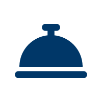 Icon of a service bell in dark blue