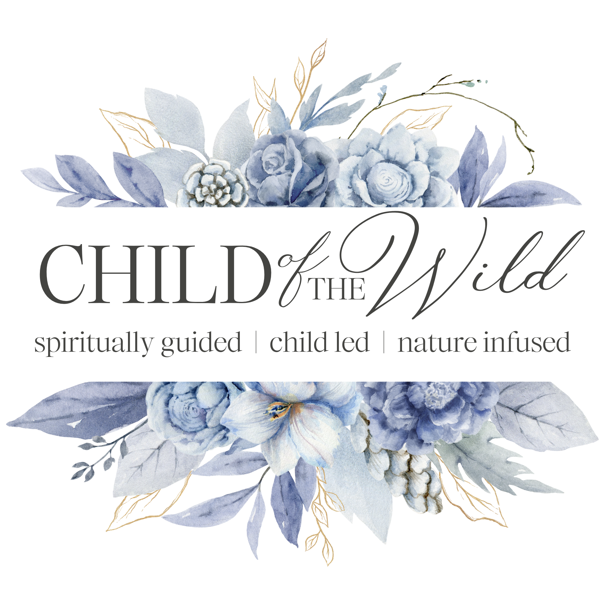 Text reading 'In Loving Memory' above floral arrangements of blue and white roses, lilies, and leaves.