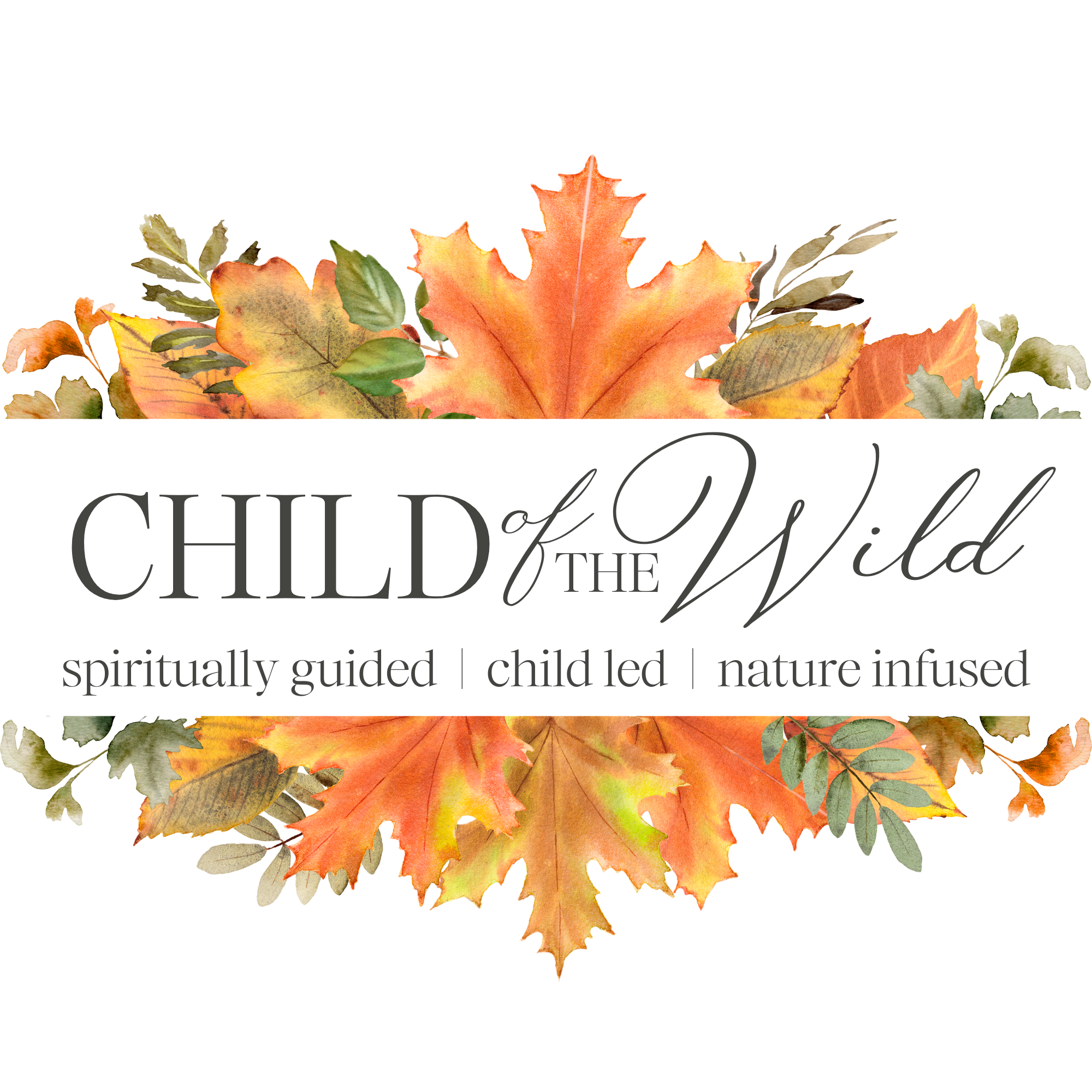 Autumn leaves in various colors including orange, red, yellow, and green.