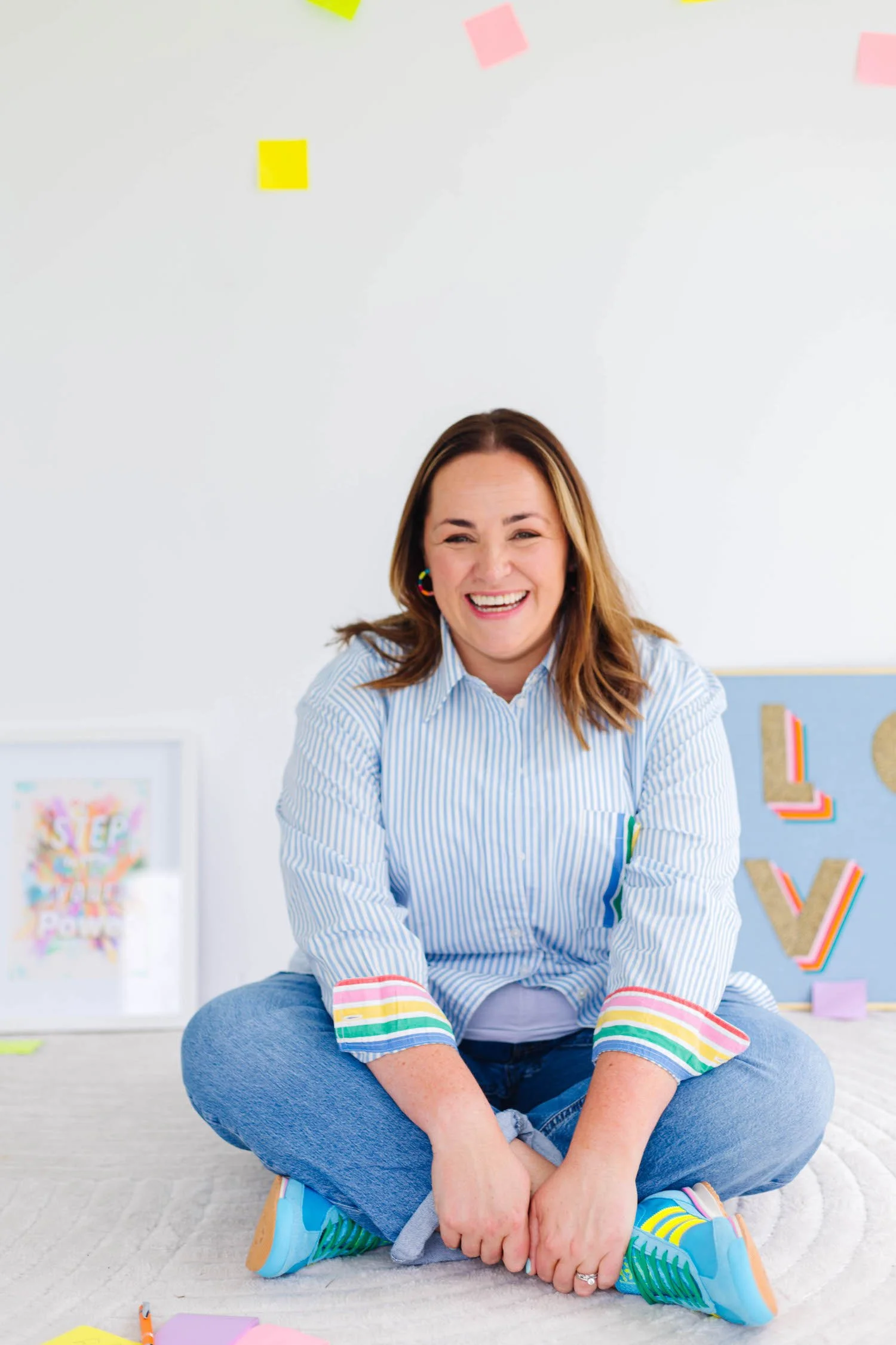 Lindsay Brady of The Big Life Project cross-legged
