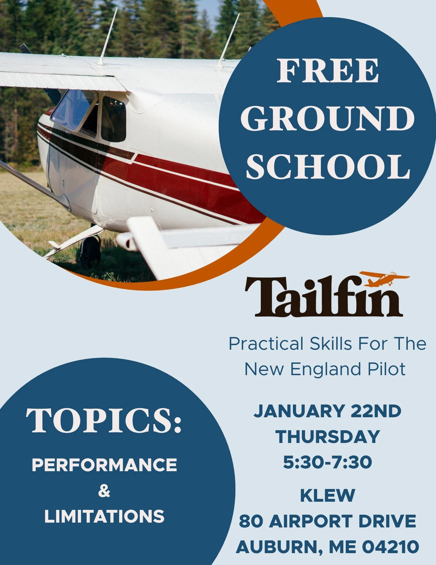With Alton Bay expected to open up this week, would be a good time to review those procedures!

Ground School continues this week on Thursday night! Come join a discussion on performance and limitations. Learn how to decode your POH, calculate pressu