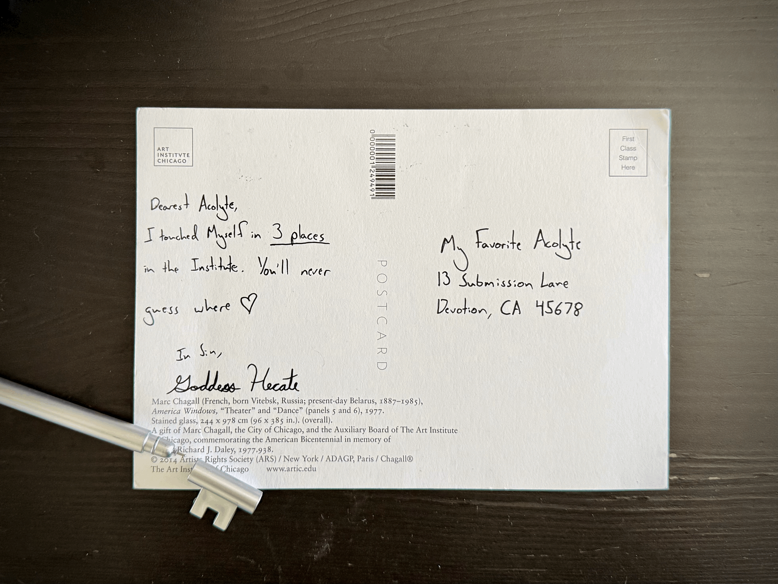 Goddess Hecate's Erotic Correspondence -- Postcard