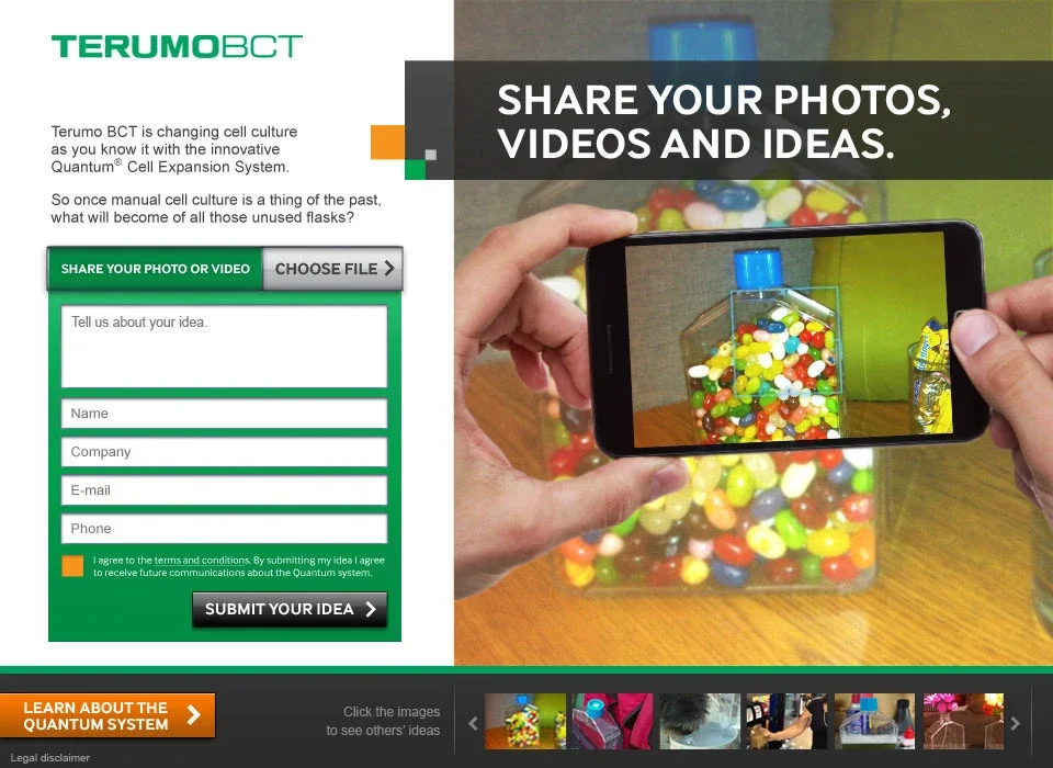 A person holding a smartphone takes a photo of flask filled with colorful jelly beans. The image was a submitted idea for alternative uses for flaks.