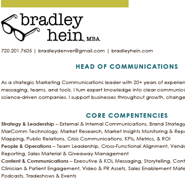 Thumbnail image of Bradley Hein's resume